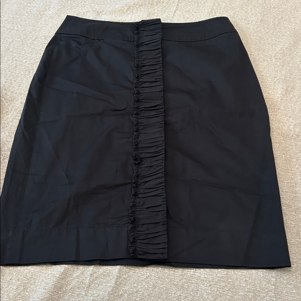 Talbots Skirt Ruffle Accent Hidden Button Closure Knee Length Cotton /Spandex